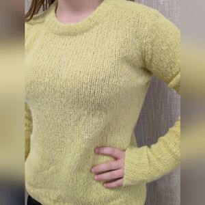 A.L.C Italian Alpaca Wool Yellow Crop Crewneck Sweater Sz. XS